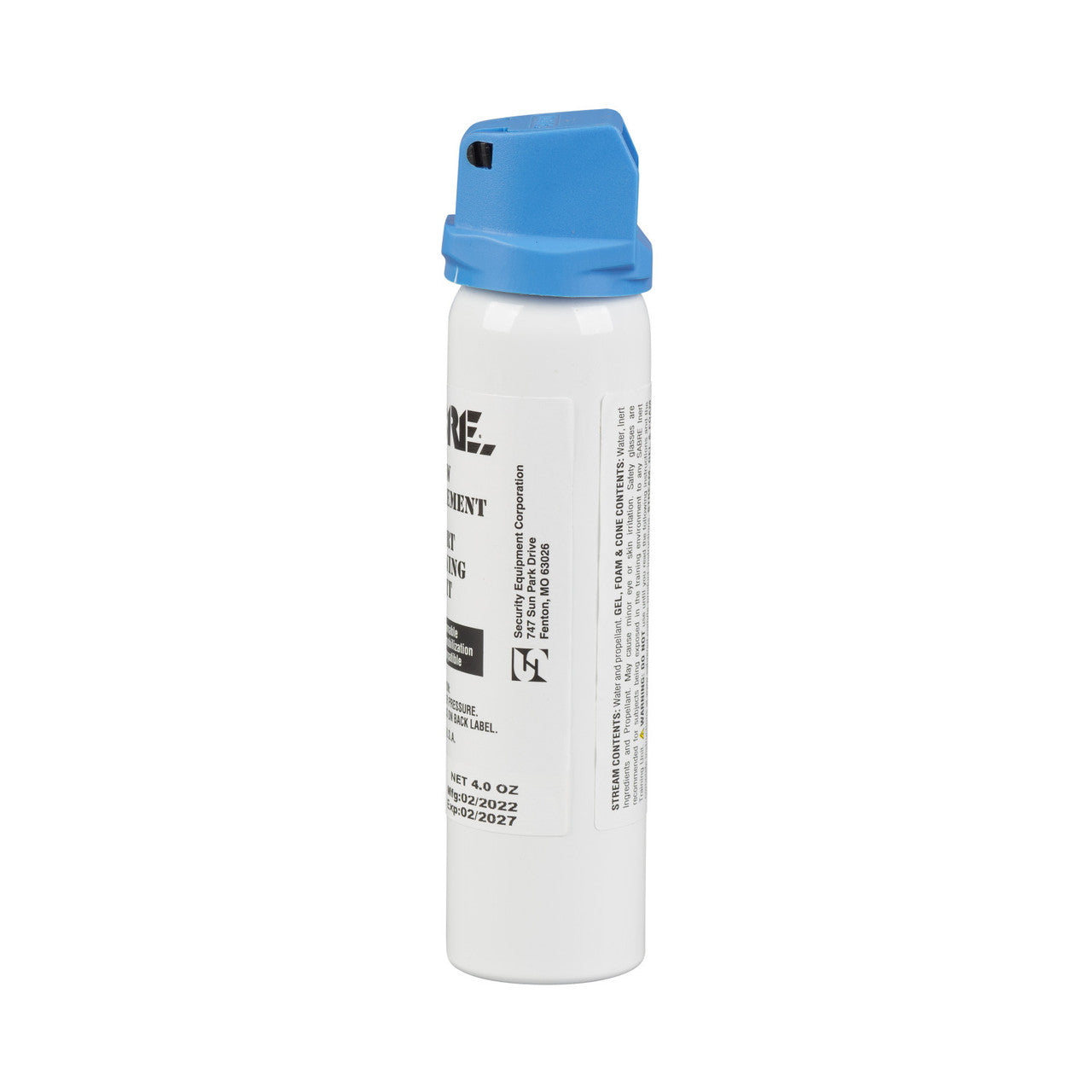 White spray bottle with blue cap on a white background