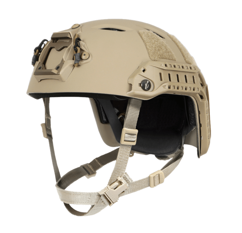 Ops-Core FAST Bump High Cut Helmet System in tan, designed for blunt trauma protection and mission integration.