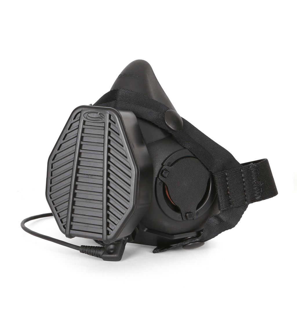 Ops-Core SOTR tactical respirator mask side view showcasing filtration and ergonomic design. Ideal for ground applications.