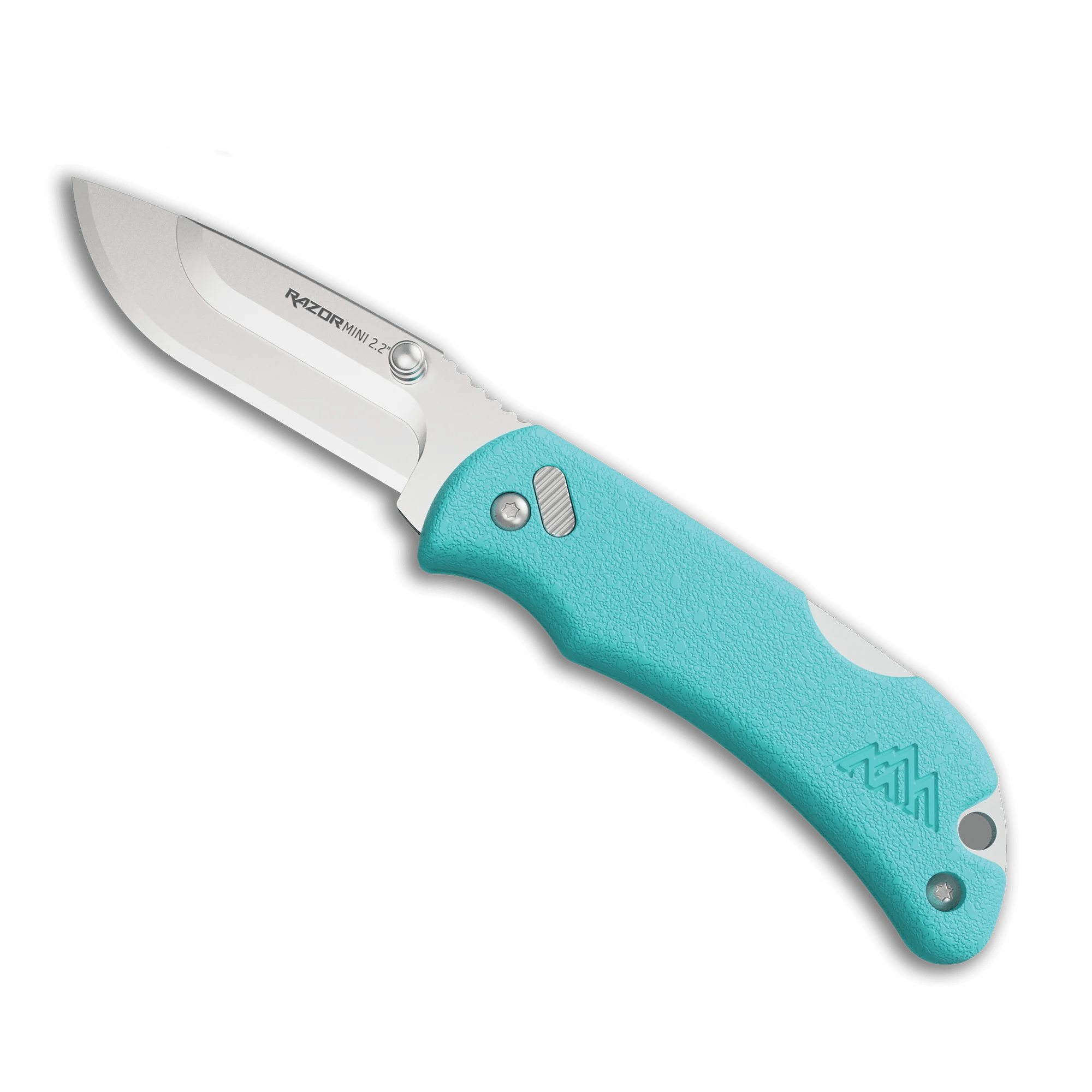 Outdoor Edge RazorMini pocket knife with turquoise handle and high-quality stainless steel blade.