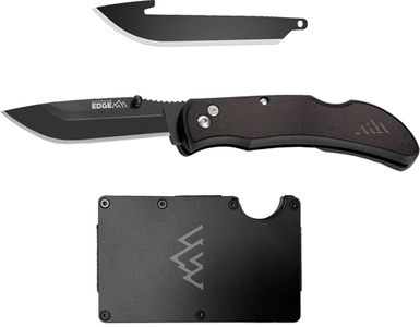 Outdoor Edge 3" Razor Carry knife with replaceable blade and wallet, ideal for EDC and outdoor use.