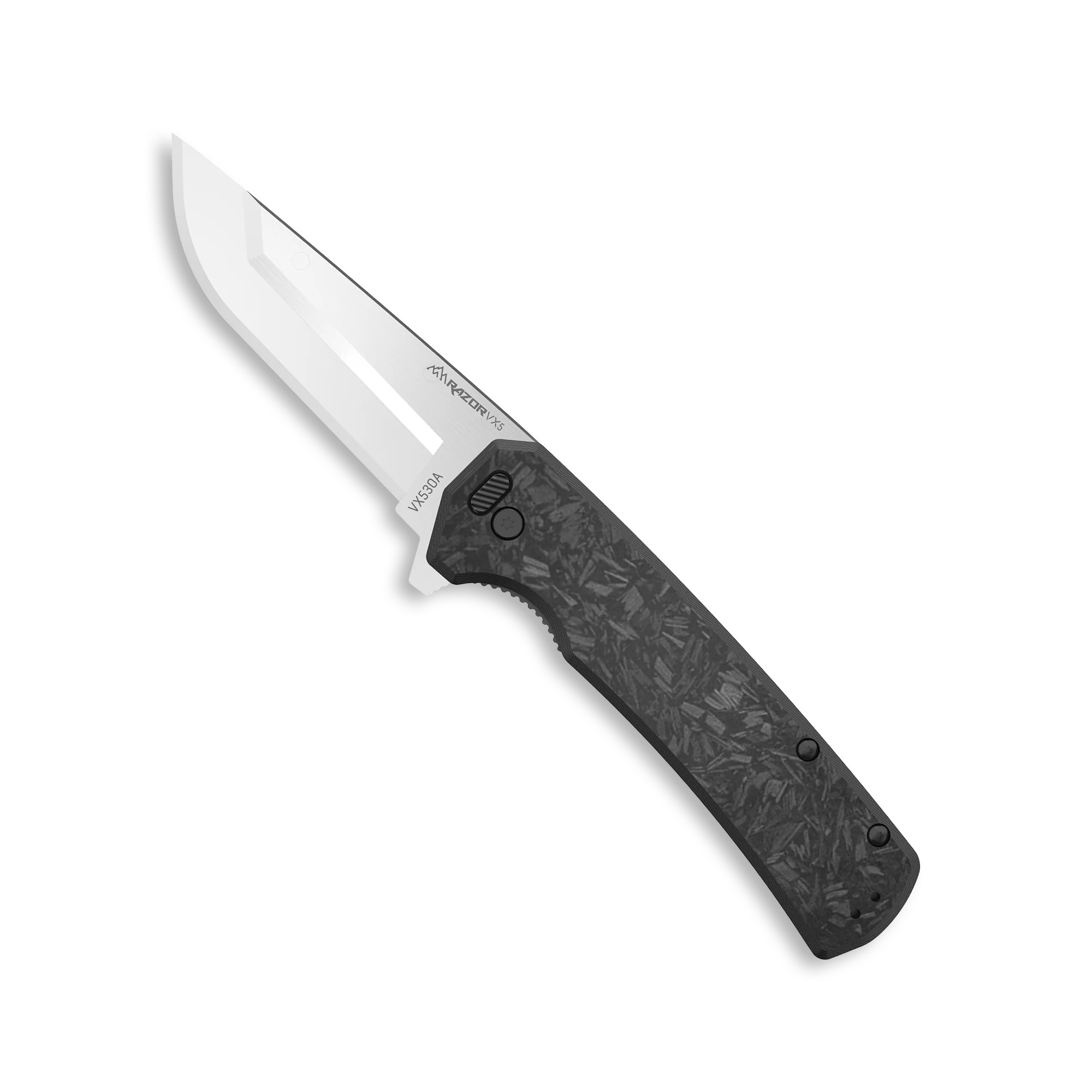 Outdoor Edge Razorvx5 Knife with Forged Carbon Fiber handle and sleek blade design for everyday carry and utility tasks.