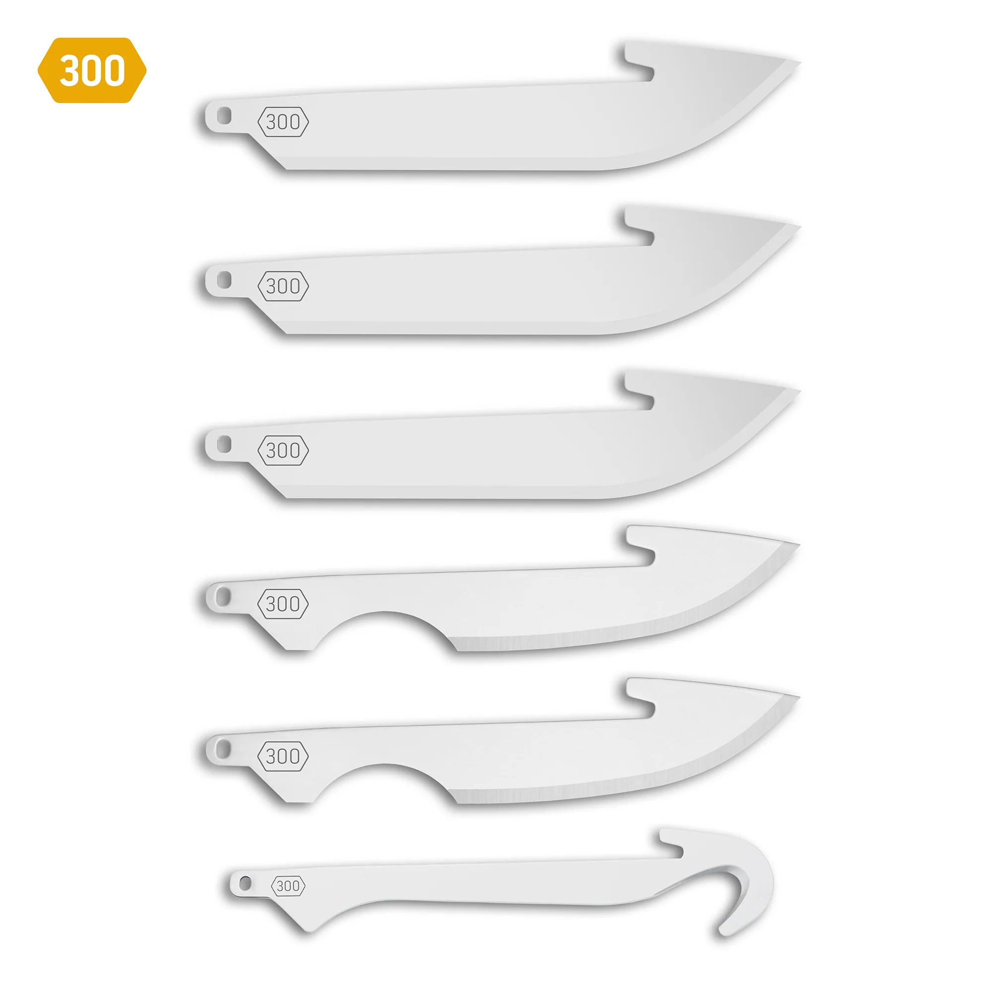 Outdoor Edge RRC30-6 3.0 in RazorSafe combo replacement blade pack with drop point, caping, and gutting blades