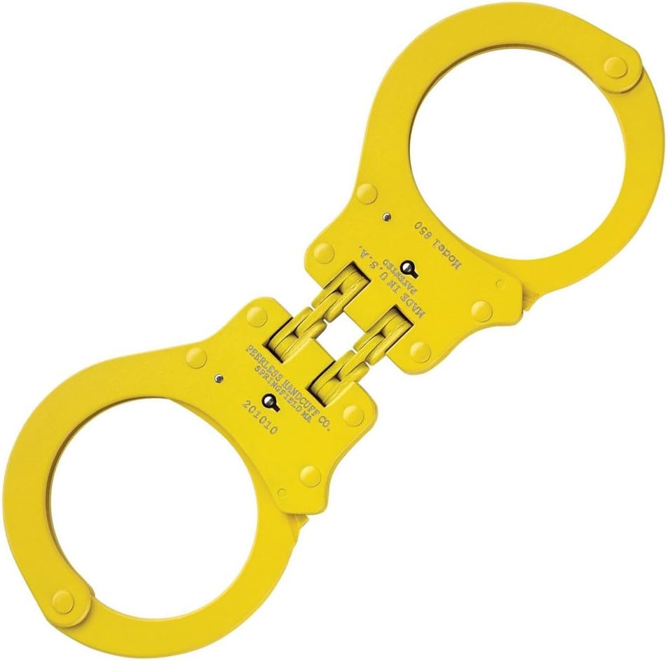 Peerless 850C colored hinged handcuffs in yellow