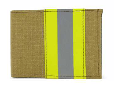 Firefighter Gold Matrix Bifold Wallet with Reflective Stripe and Badge Slot - Yellow