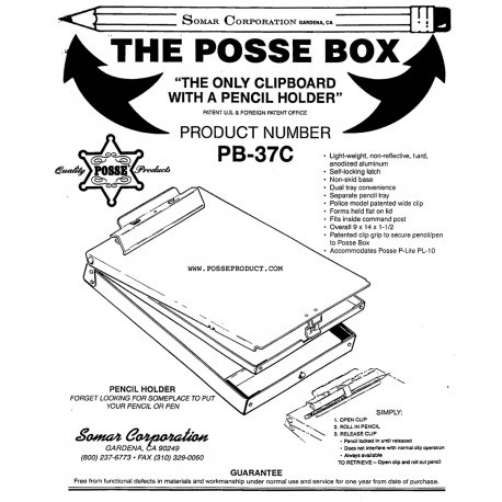 Posse Box Letter Size Bottom Opening Dual Compartment Clipboard Box PB37C-BV - WCUniforms