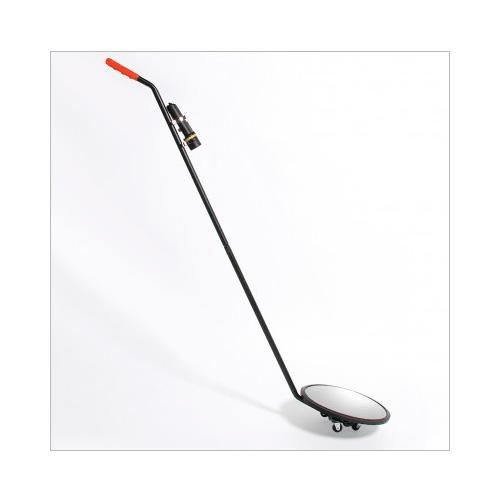 Premier Crown Indoor/Outdoor Inspection Mirror with a long handle and wheels for easy maneuverability.