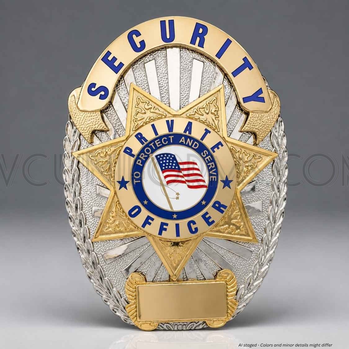 Watermarked - Private Security Officer Oval Shield Uniform Badge BA11