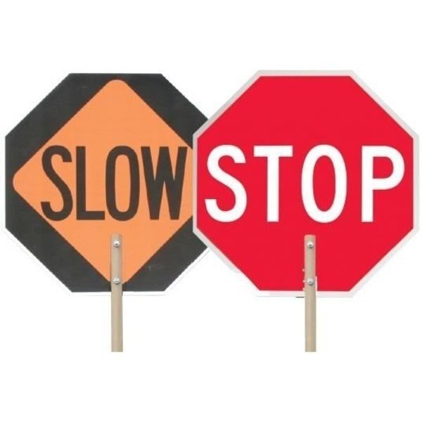 Pro-Line Traffic Safety 18 inch STOP SLOW paddle sign with handle TS-PSDG