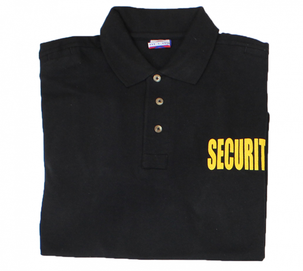 SECURITY Tactical Polo Shirt Poly/Cotton &#8211; Black with Gold ID, S -