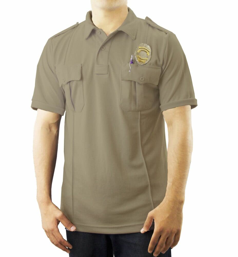 Pro-Dry Uniform Polo Shirt with Two Pockets – Silver Tan, S -