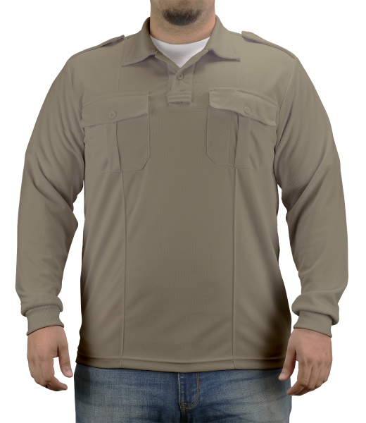 Pro-Dry Long Sleeve Polo Shirt with Two Pockets