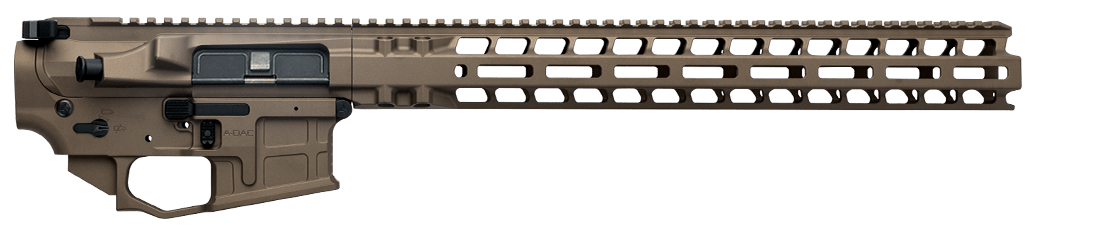 Radian Builder Kit featuring a sleek, tan billet upper receiver and M-LOK handguard for enhanced performance.