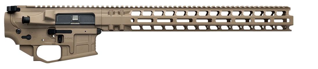 Radian Builder Kit featuring a lightweight, modular design with a tan hand guard and upper receiver for versatile builds.