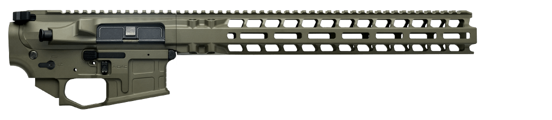 Radian Builder Kit featuring a sleek olive green design with a modular handguard and ambidextrous controls.