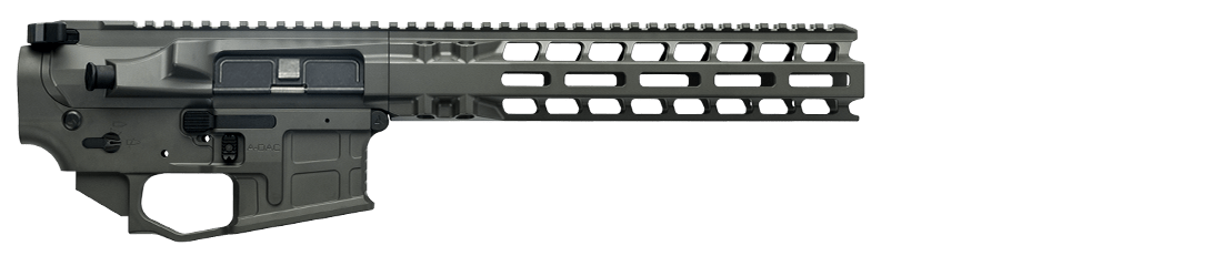 Radian Builder Kit featuring an olive green billet upper receiver and M-LOK hand guard for enhanced modularity and performance.