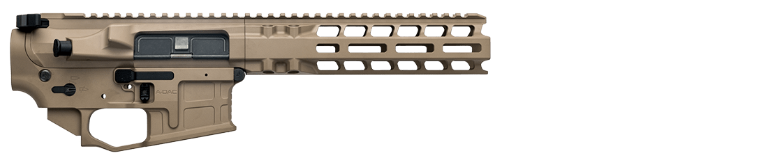 Radian Builder Kit featuring a tan billet upper receiver and modular hand guard with M-LOK attachment.