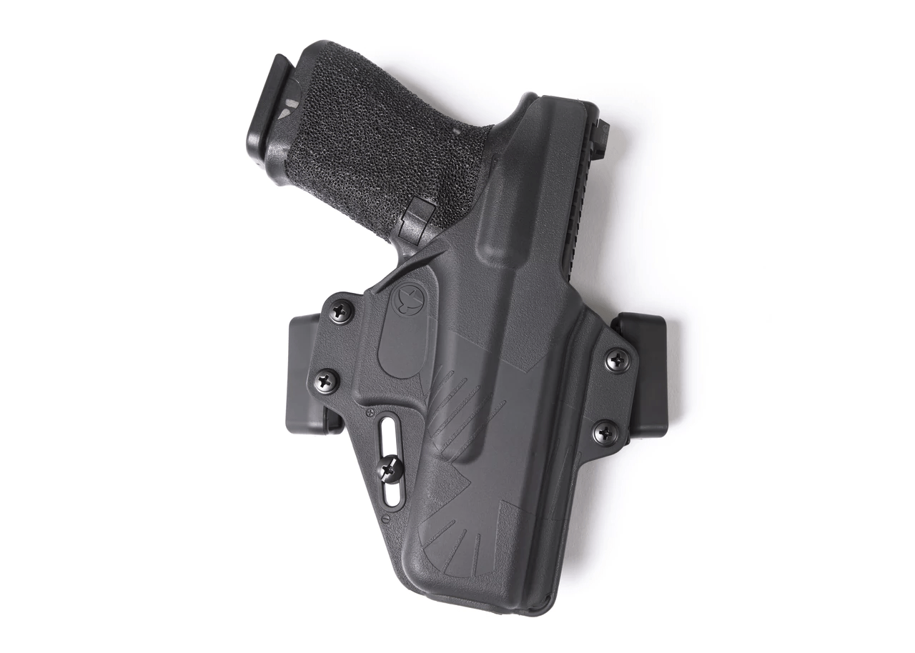 Raven Concealment Perun Strongside OWB Holster showcasing sleek design and modular features for optimal concealment.