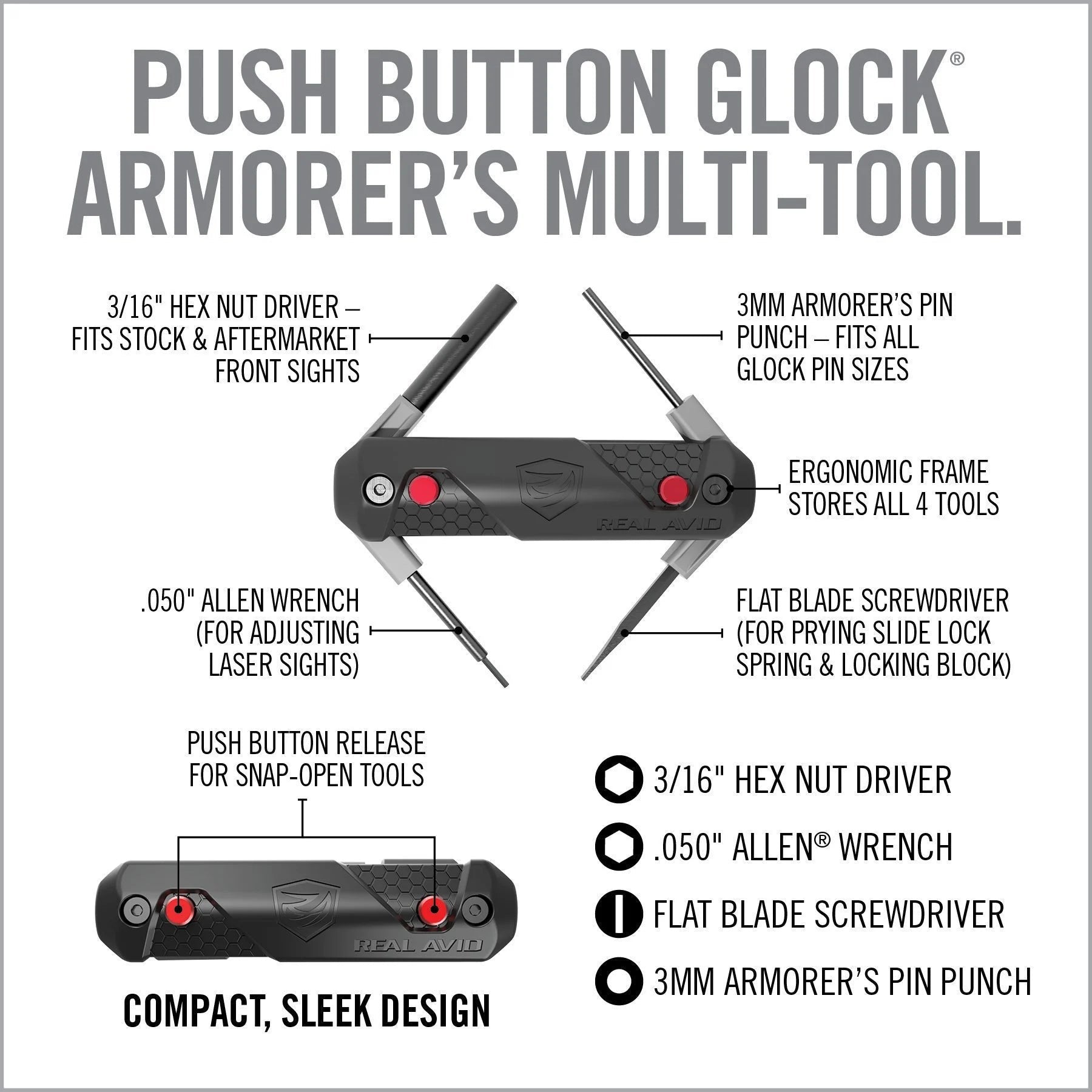 Real Avid 4-in-1 Tool For Glock AVGLOCK41 - WCUniforms