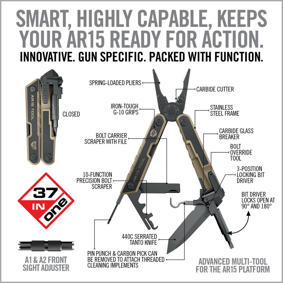 Real Avid AR15 Tool™ 37-In-1 Tactical Multitool AVAR15T - WCUniforms