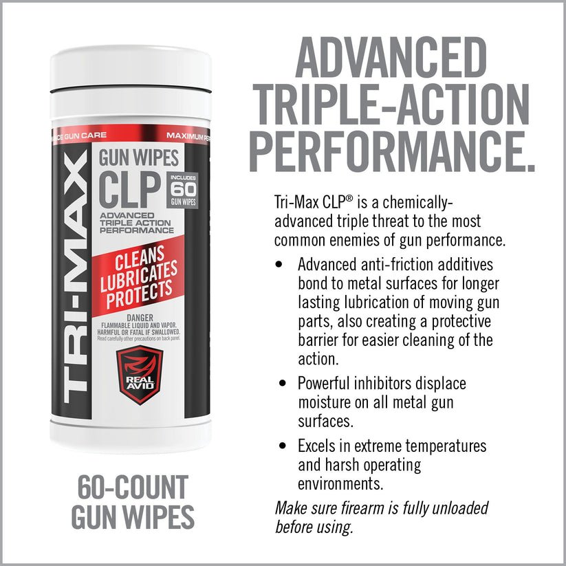 Real Avid TRI-MAX CLP Gun Wipes - Canister AVCLPW-C60 - WCUniforms