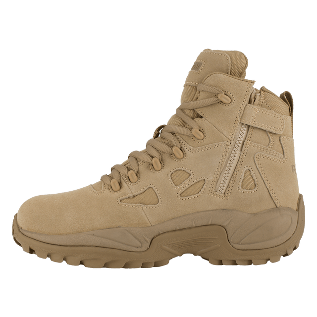 Tan tactical boot on a white background