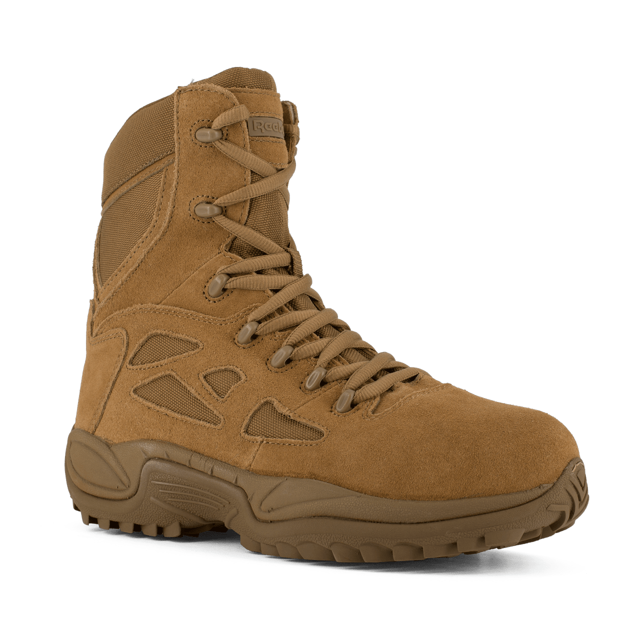 Reebok Rapid Response RB8850 coyote 8-inch tactical boot front three-quarter view