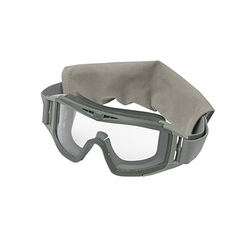 Revision Military Desert Locust Goggle Basic Kit with gray strap, offering superior eye protection and anti-fog lens technology.
