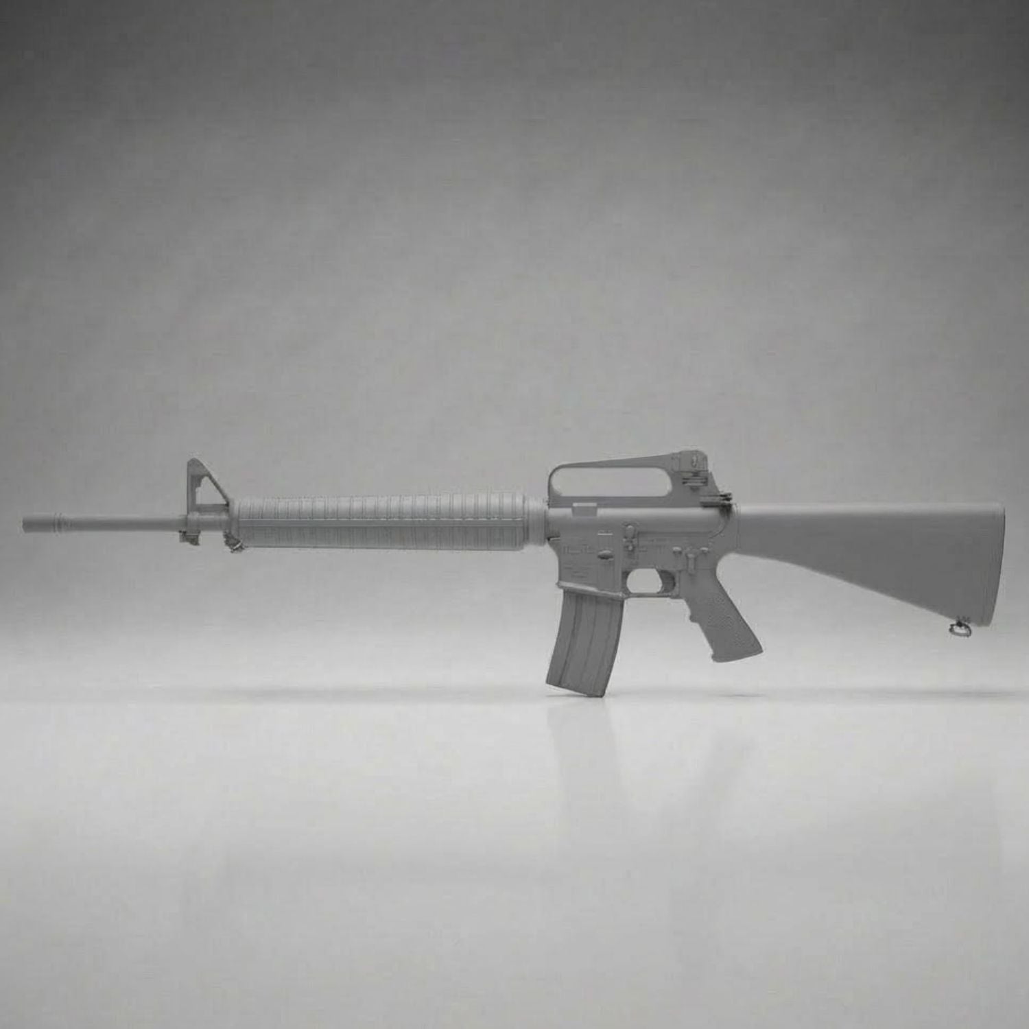 Gray training rifle on a gray background for police training