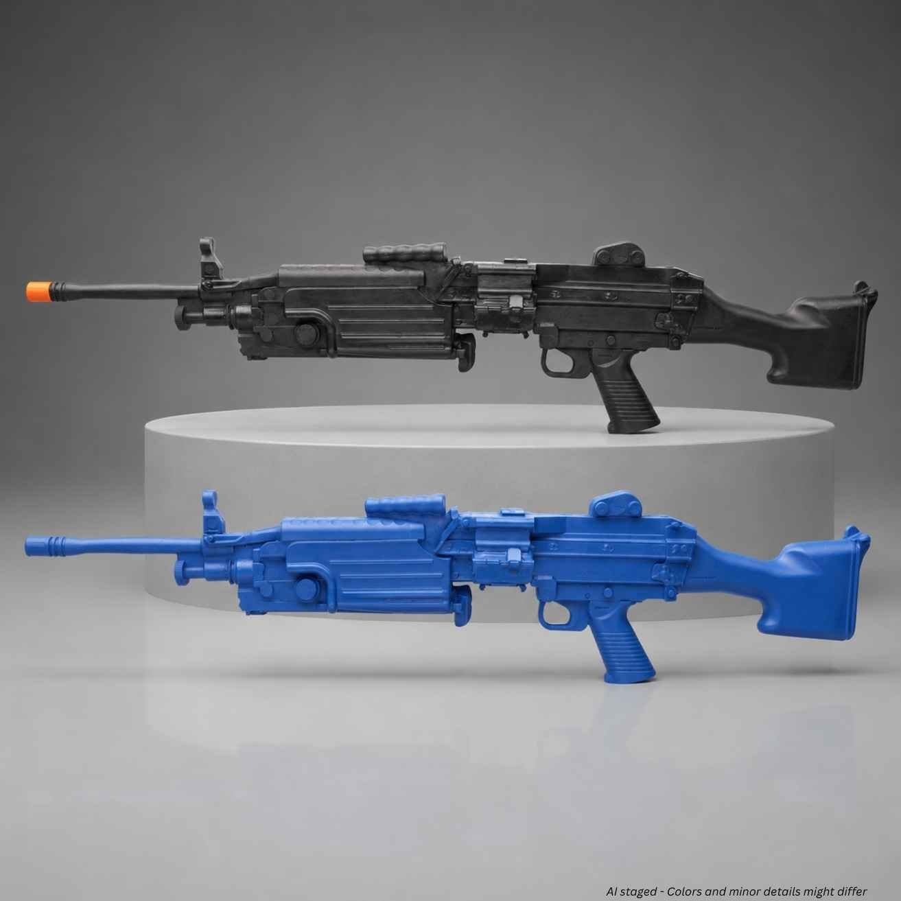 Rings BlueGuns FN M249 SAW FSM249 training replica, full side profile with bipod and carry handle