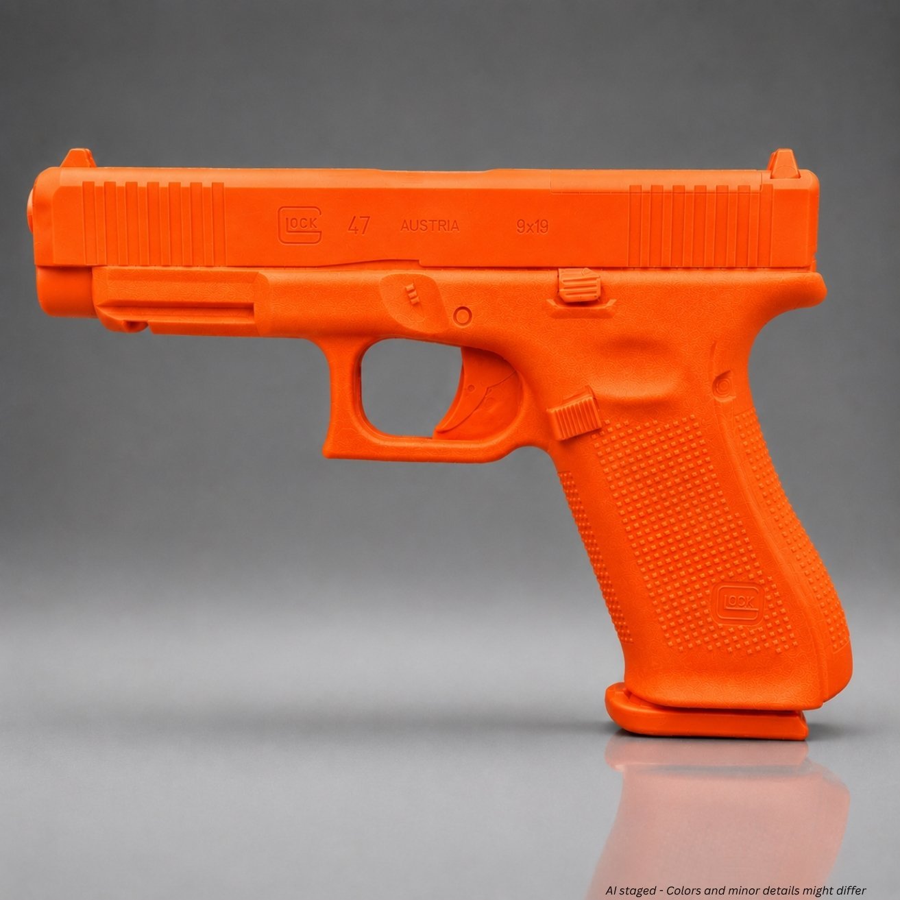 Ring's BlueGuns Glock 47 MOS firearm simulator FSG47-MOSCO in solid orange, full profile view