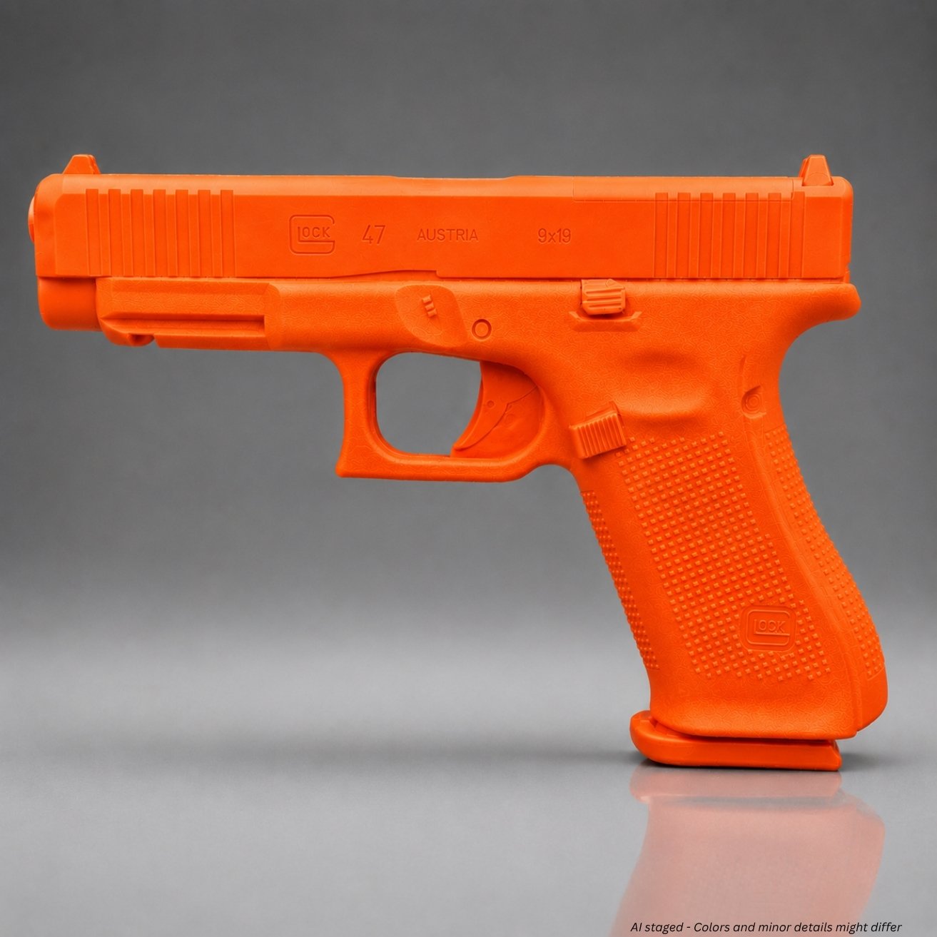 Ring's BlueGuns Glock 47 MOS firearm simulator FSG47-MOSCO in solid orange, full profile view
