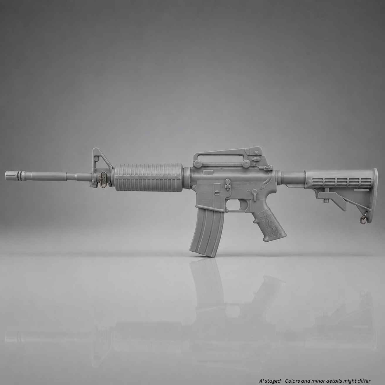 Ring's BlueGuns FSM4 M4 standard training rifle in cool gray, side profile view
