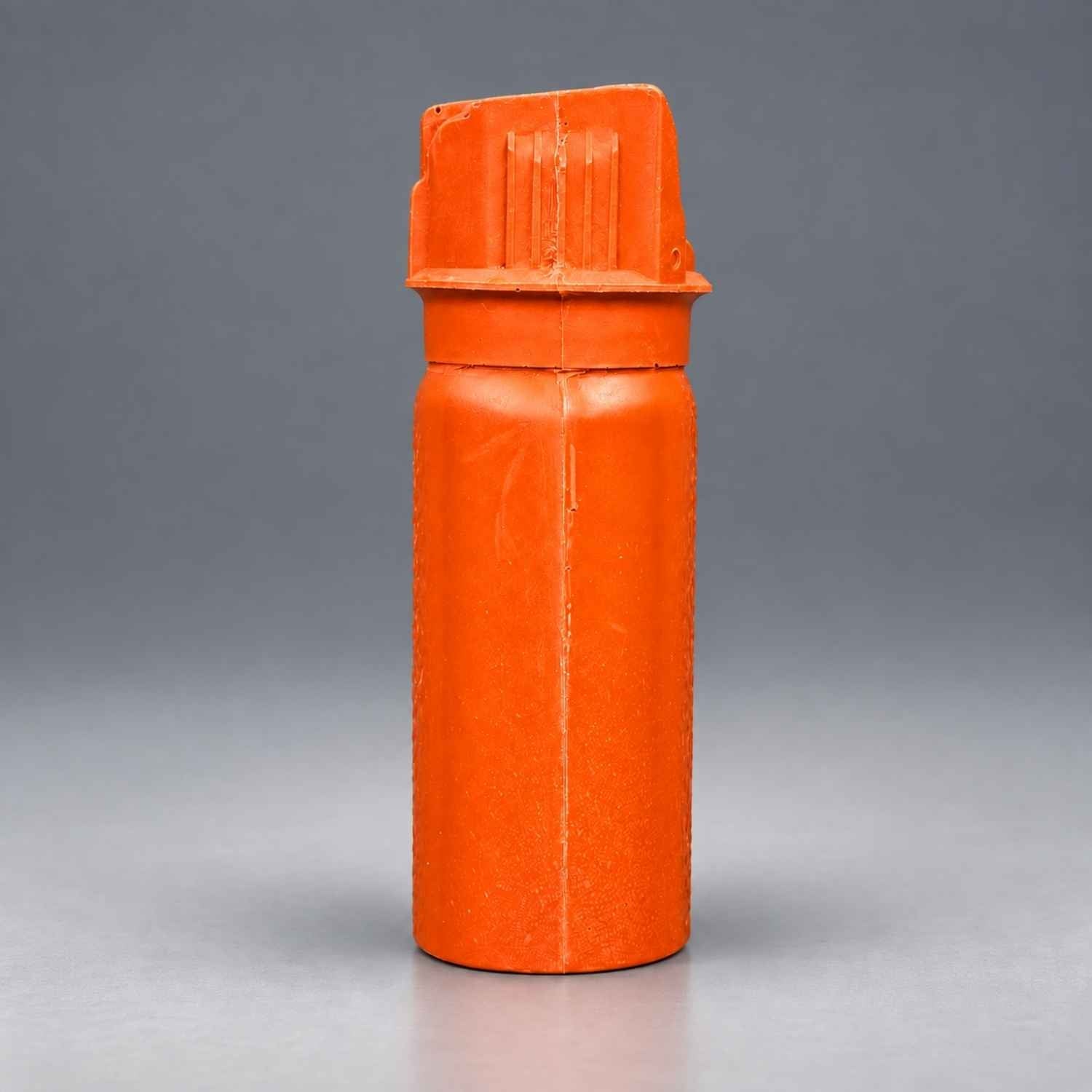 Rings Blueguns MK-3 pepper spray training replica in orange on a gray studio background