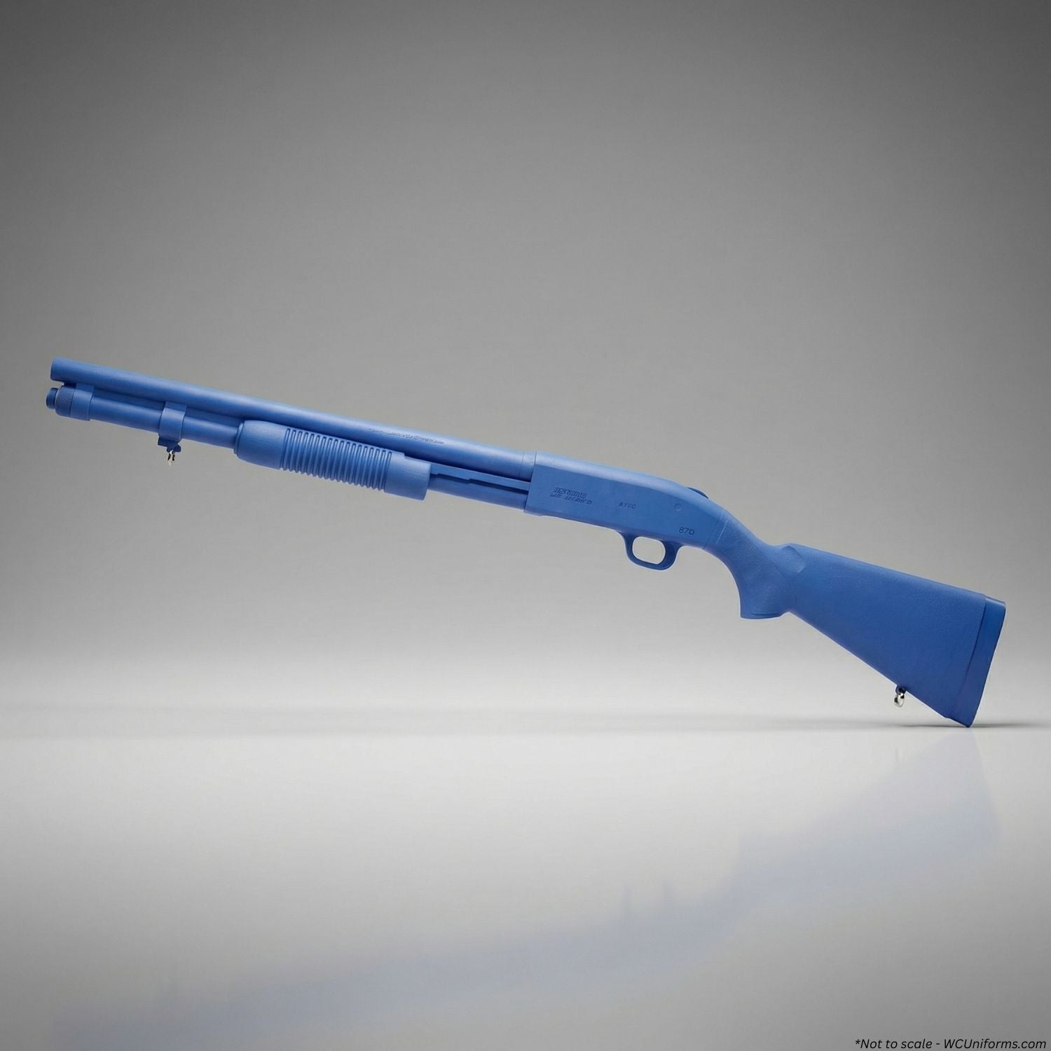 Blue training shotgun on a gray background