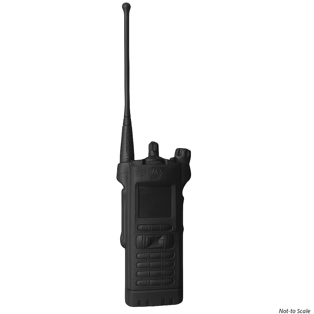 Black Motorola APX 6000 Two-Way Radio Training Replica by Ring’s Manufacturing, blue training radio for police and security practice