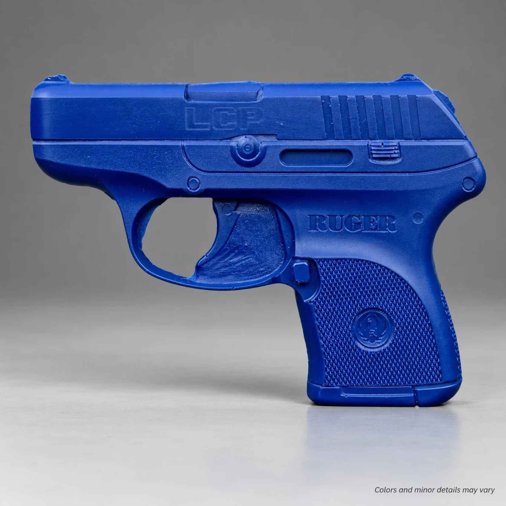 Ring's BlueGuns Ruger LCP .380 FSLCP inert training pistol in Law Enforcement Blue polyurethane, side view