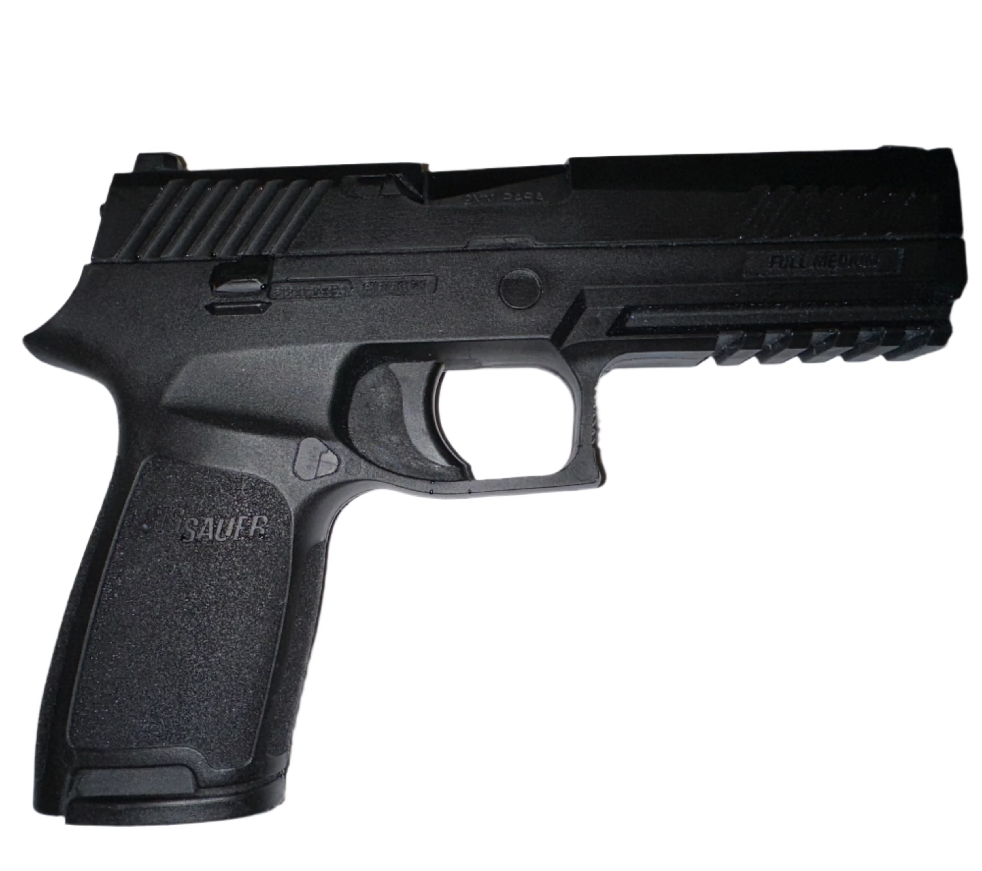 Ring's BlueGuns Sig Sauer P320 FSP320 inert training replica pistol, close-up photo