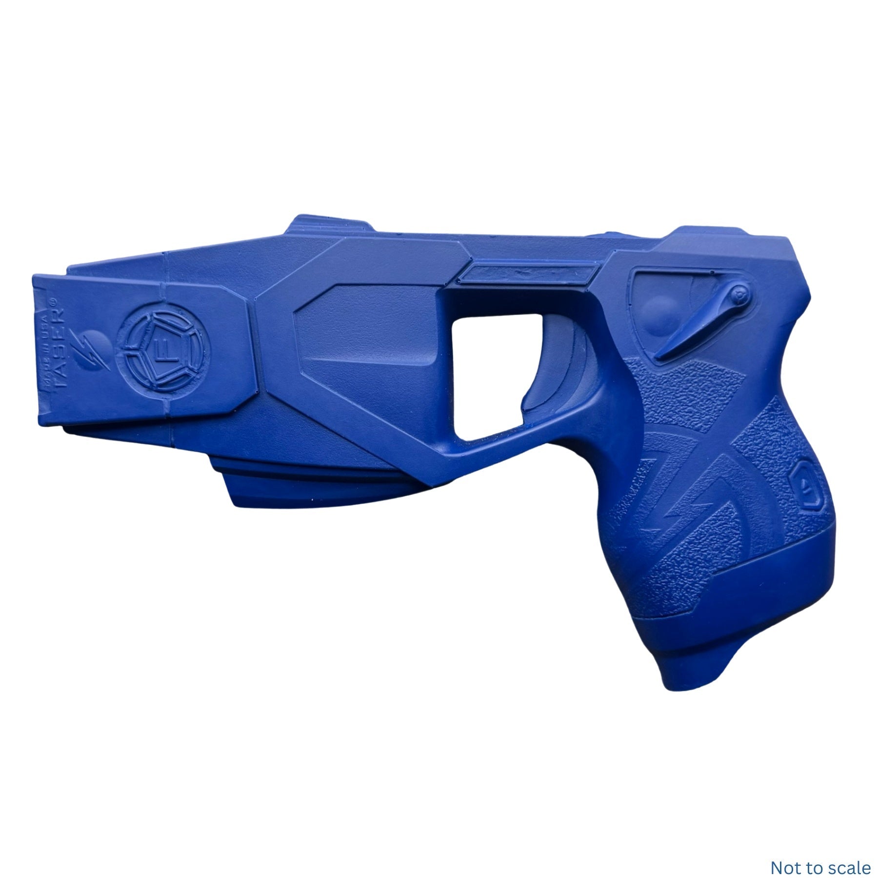 Blue training Taser X26P on a white background