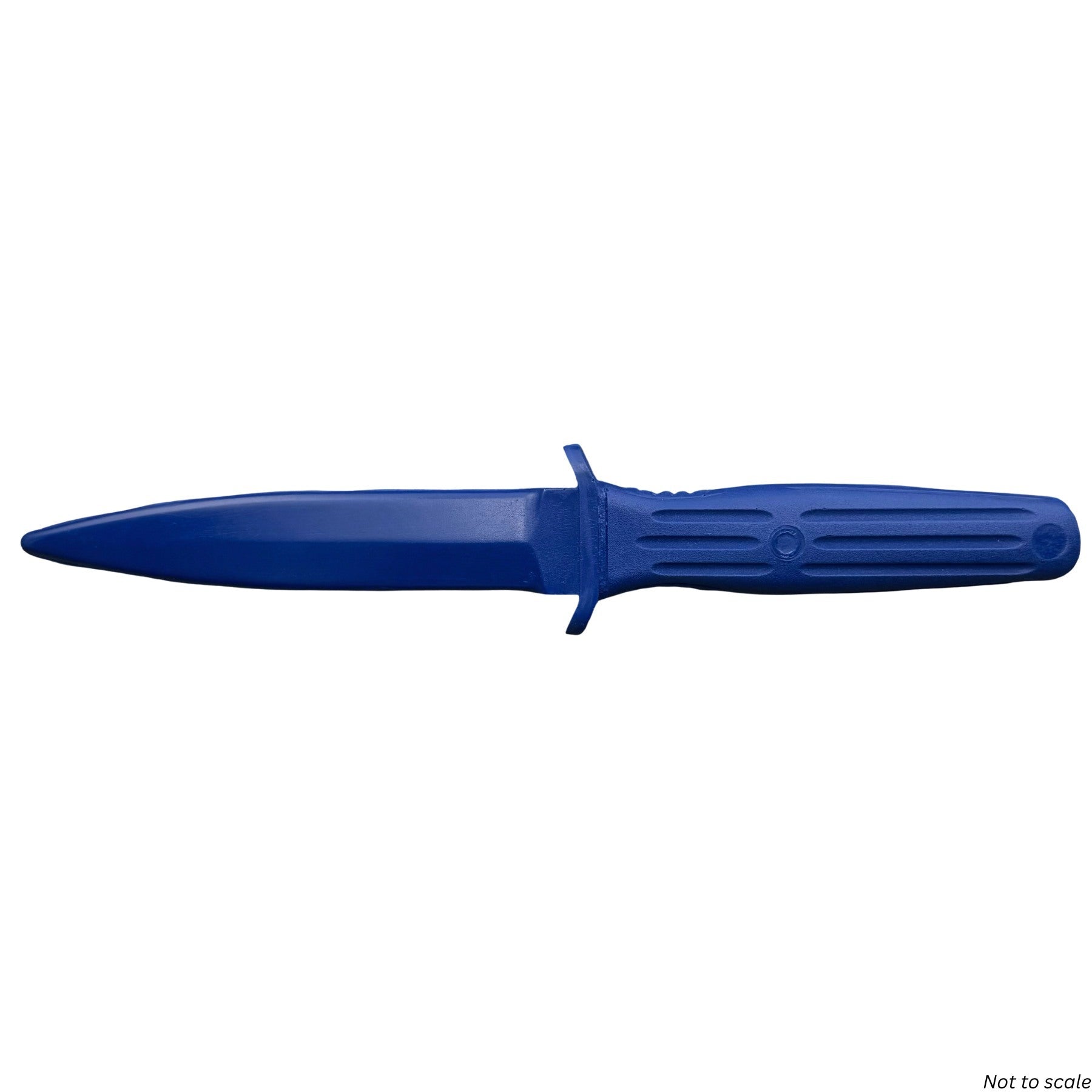 Blue training knife with a white background