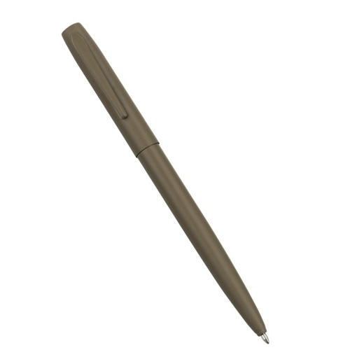 Rite in the Rain all-weather metal clicker pen in flat dark earth color, designed for unmatched durability and performance.