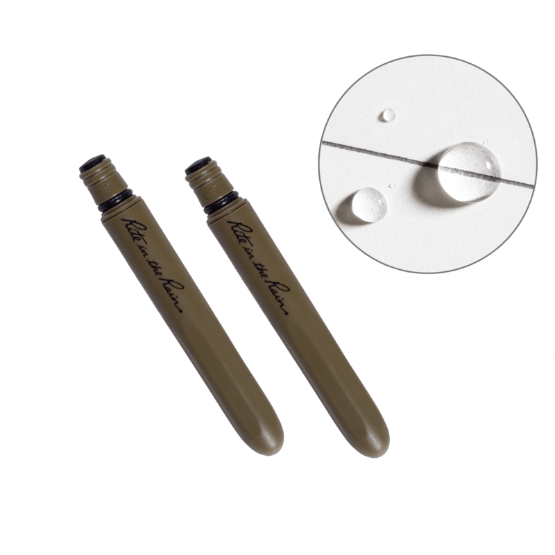 Rite in the Rain All-Weather Pocket Pen duo in olive green, showcasing durability and functionality for all conditions.