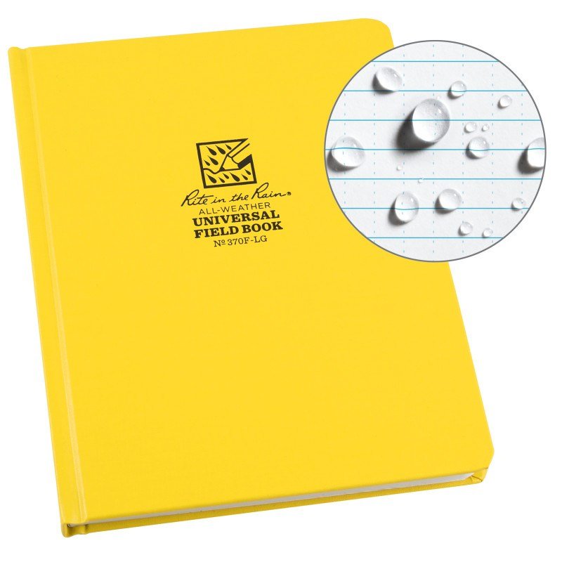 Rite in the Rain Fabrikoid Universal Hard Cover Book - 6 x 8 Yellow 370F - LG - WCUniforms