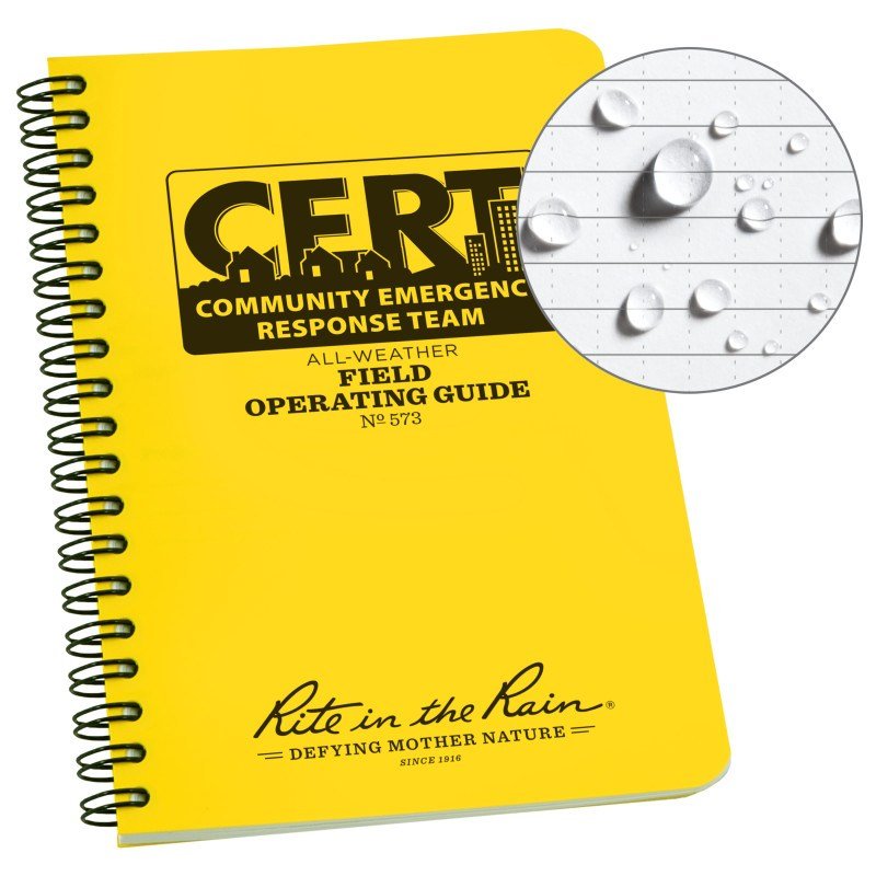 Rite in the Rain all-weather Field Operating Guide in yellow, designed for efficient note-taking in any environment.