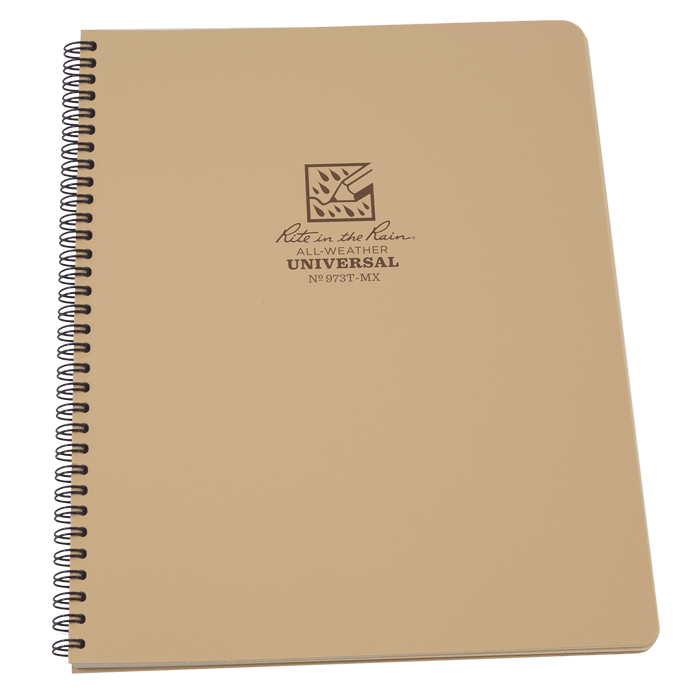 Rite in the Rain Side Spiral Notebook with Polydura cover, 8.75 x 11 inches, featuring a waterproof and durable design.