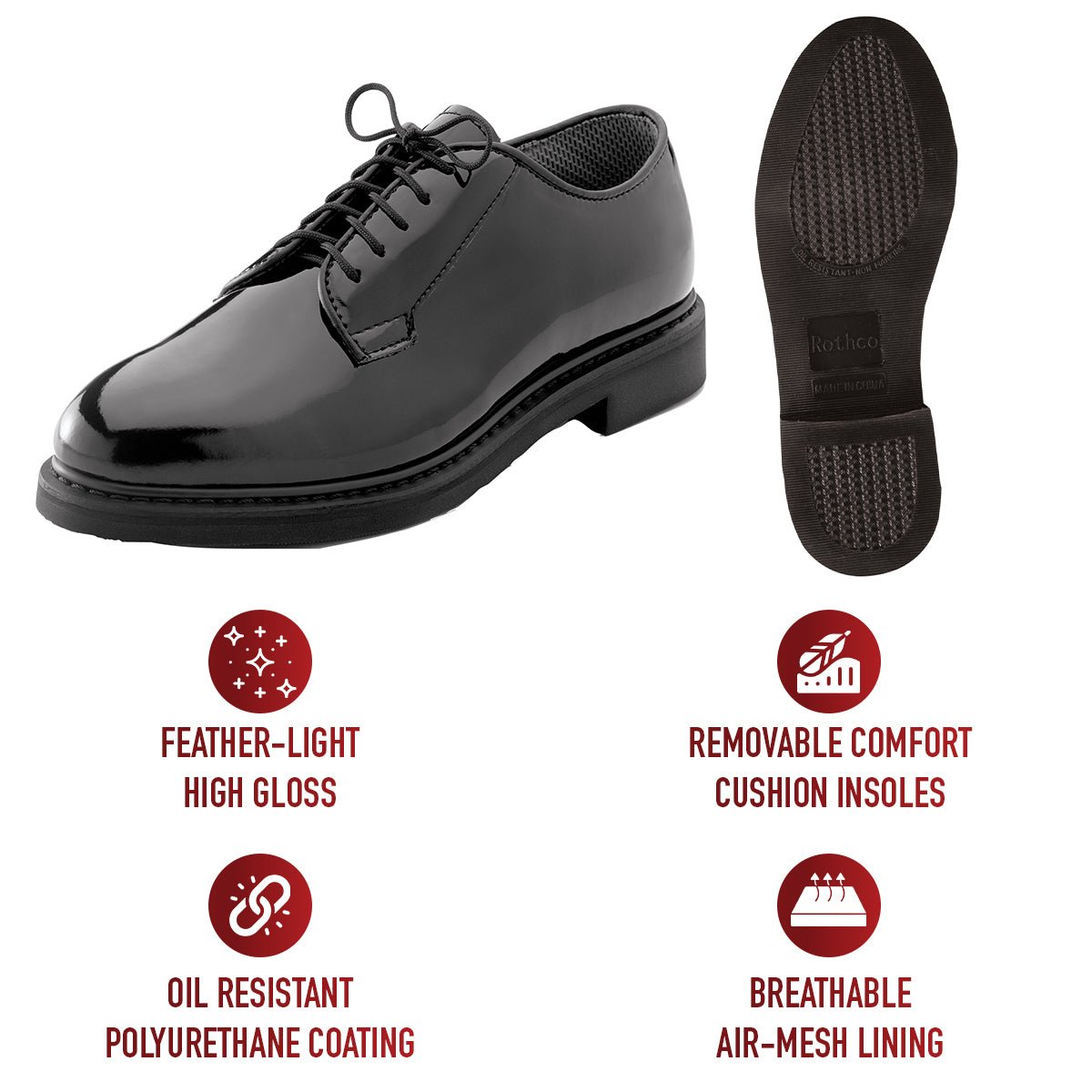 Rothco 5055 Rothco Uniform Hi-Gloss Oxford Dress Shoe - WCUniforms