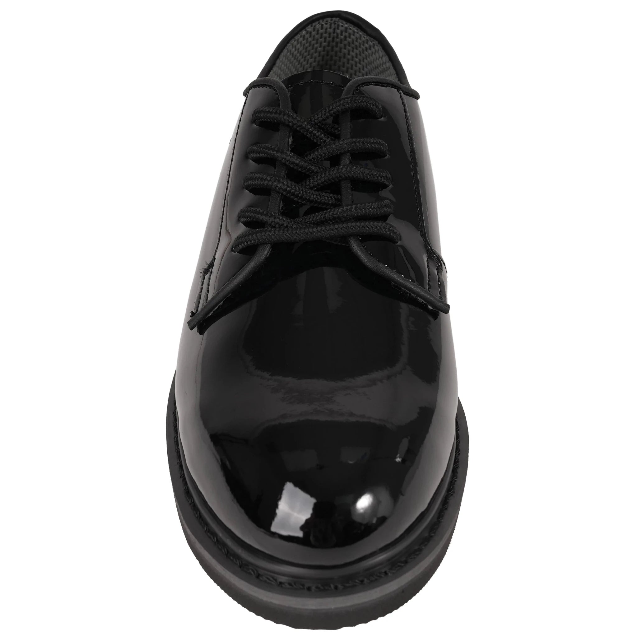 Front and top view of Rothco 5055 black hi-gloss Oxford shoe