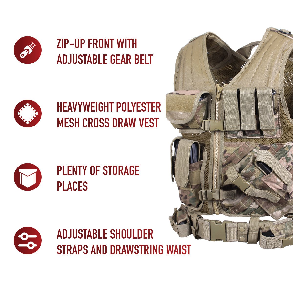 Rothco Cross-Draw MOLLE Multicam Tactical Vest 6384 - WCUniforms
