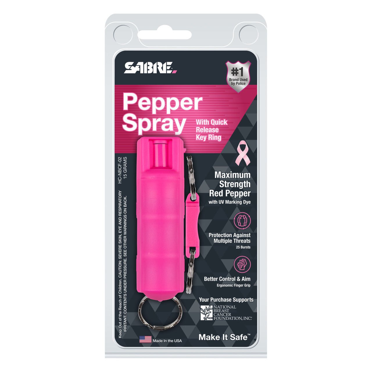 Sabre 3-In-1 Key Case Pepper Spray with Quick Release Key Ring HC-14-SC - WCUniforms