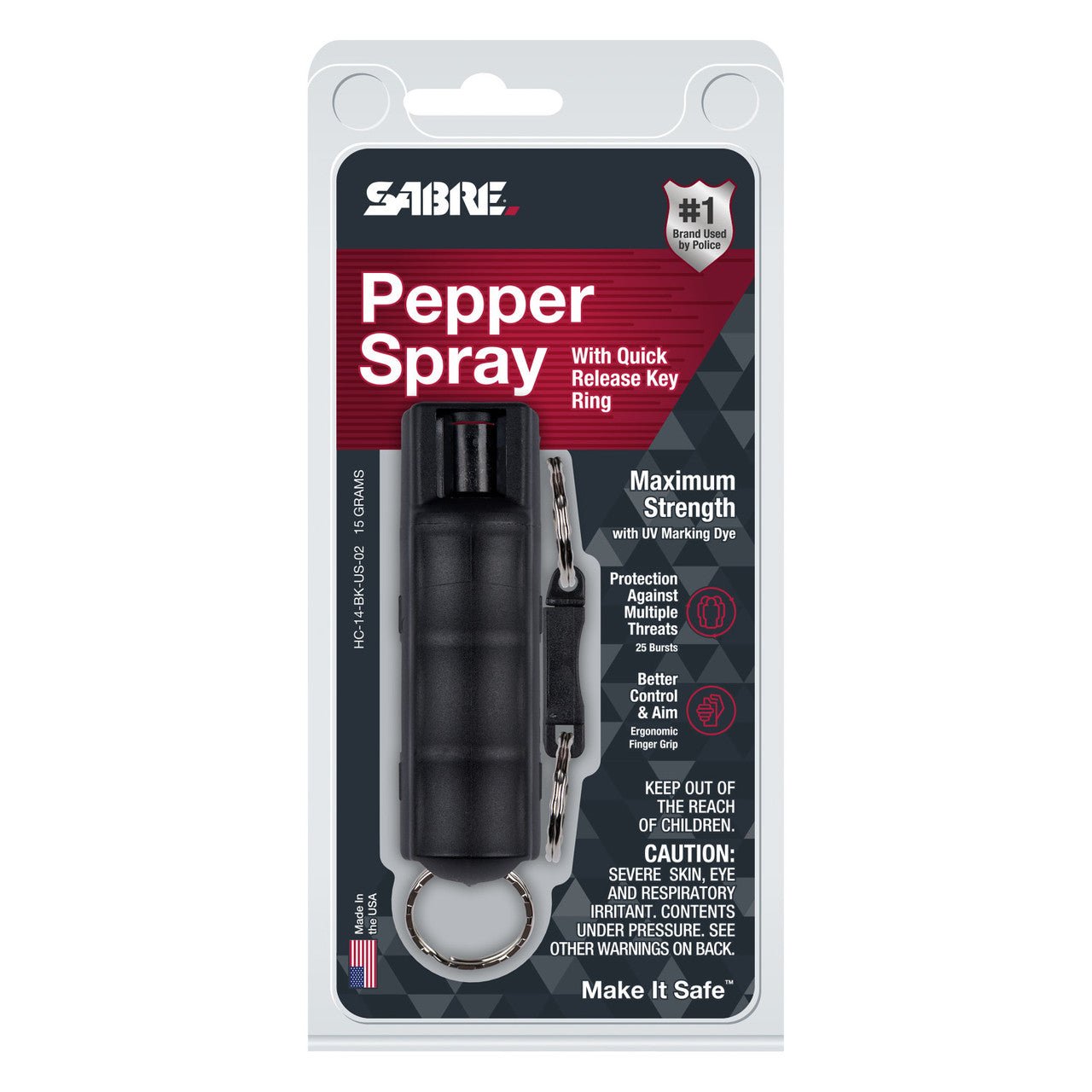 Sabre 3-In-1 Key Case Pepper Spray with Quick Release Key Ring HC-14-SC - WCUniforms